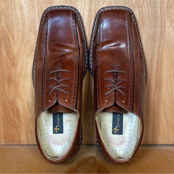 Mens 9 Stacy Adams Square Toe Dress Shoes Brown Leather TSS0438 - Picture 5 of 8